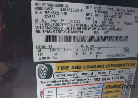 2020 Ford Expedition Platinum Max from USA, damaged, VIN 1FMJK1MTXLEA55213